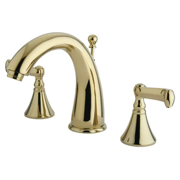 Kingston Brass Royale 8 in. Widespread 2-Handle Bathroom Faucet in Polished Brass