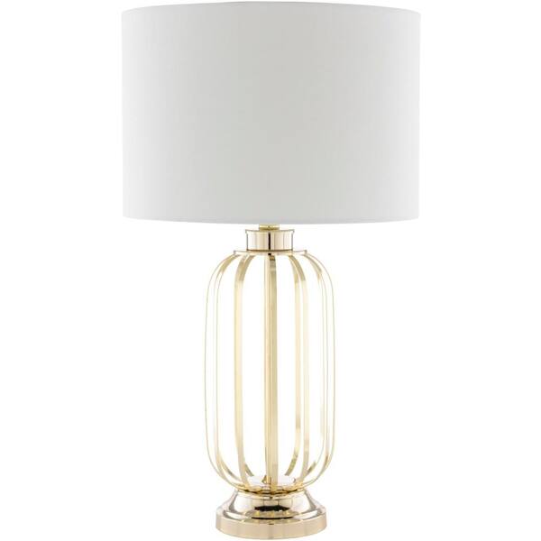 Artistic Weavers Rothesay 26.5 in. Brass Indoor Table Lamp with White Drum Shaped Shade
