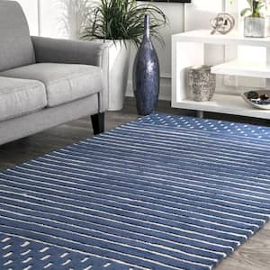 Marlowe Stripes Navy 8 ft. 6 in. x 11 ft. 6 in. Area Rug