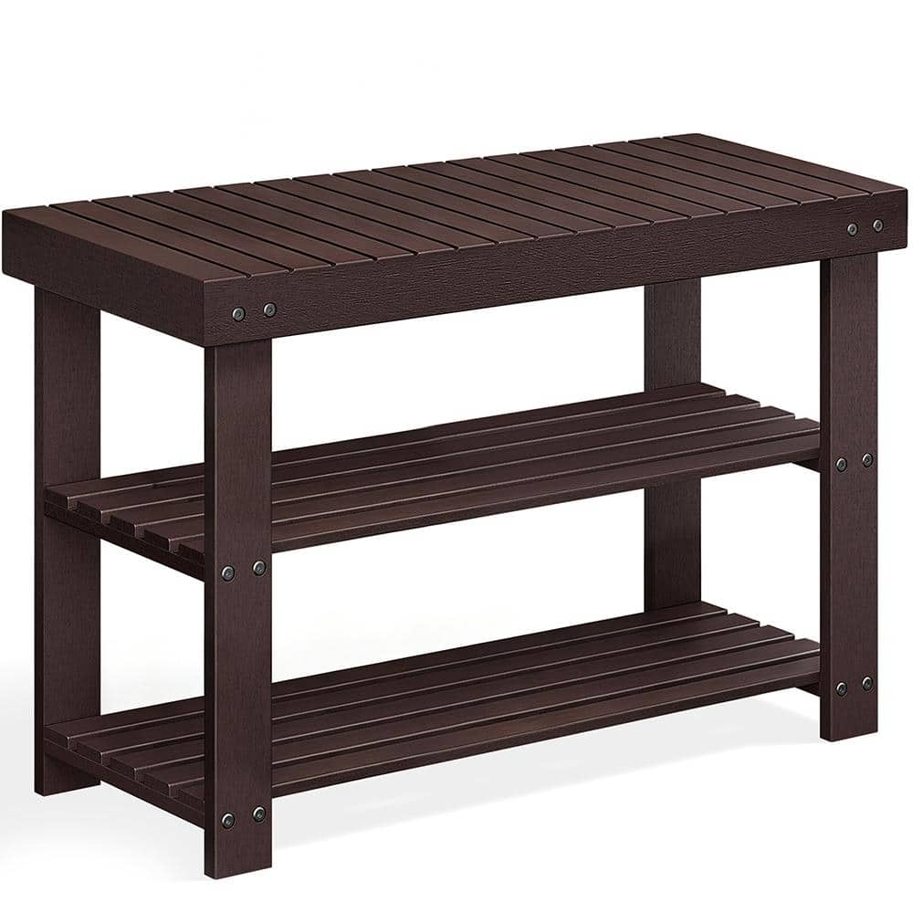 6-Pair Brown 3 Tier Bamboo Shoe Storage Bench for Entryway price history on PriceWatchPro