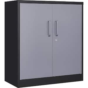 31.5 in. W x 35.4 in. H x 15.7 in. D 2 Adjustable Shelves Metal Garage Storage Freestanding Cabinet with 2 Doors in Grey