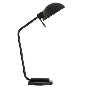 20 in. Black Modern Integrated LED Bedside Table Lamp with Black Metal Shade
