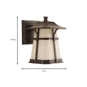 Derby Collection 1-Light 8.4 in. Outdoor Antique Bronze LED Wall Lantern Sconce