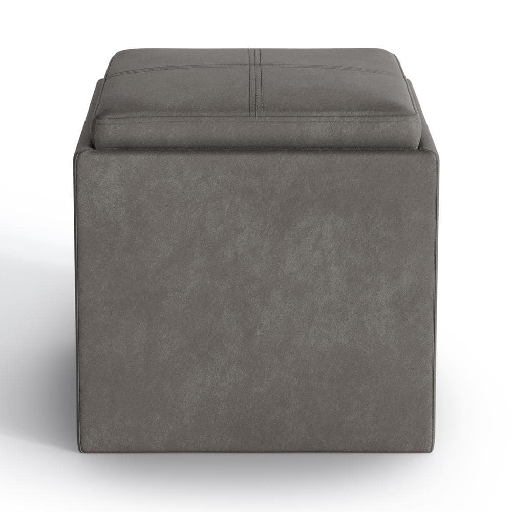 Rockwood Slate Grey Faux Leather Multi-Functional Storage Ottoman