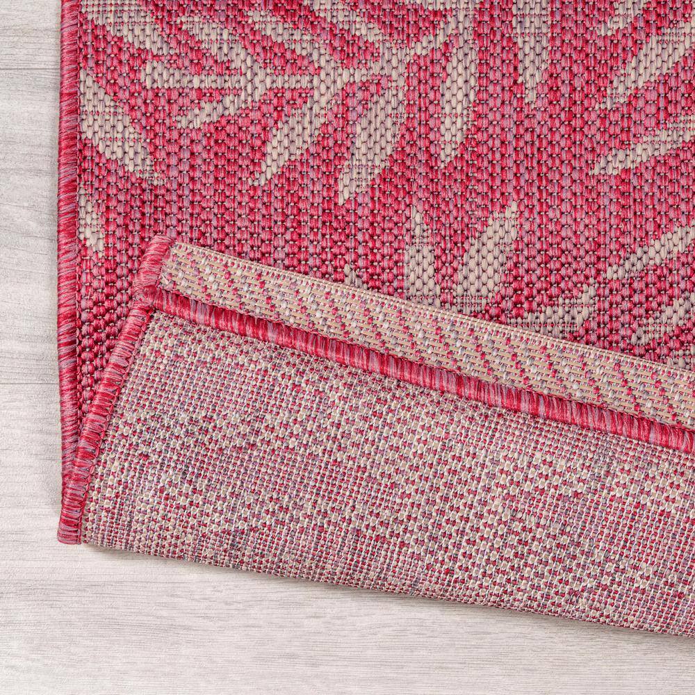 4' x 6' Fuchsia and Light Gray Synthetic Palm Frond Area Rug