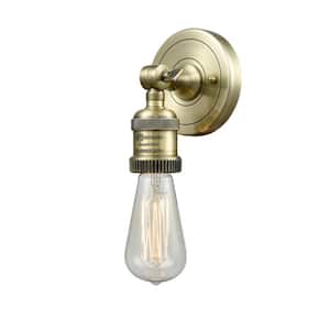 Bare Bulb 4.5 in. 1-Light Antique Brass Wall Sconce