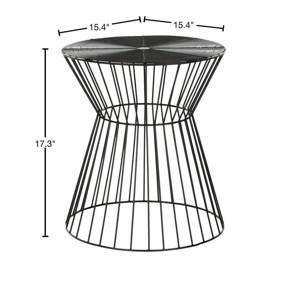 Adele Black Round Metal Wire Stool