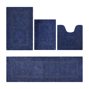 Lux Blue Racetrack 100% Cotton Rectangle 4-Piece 17 in. x 24 in. x 20 in. x 20 in. 21 in. x 34 in. 20 in. x 60 in.