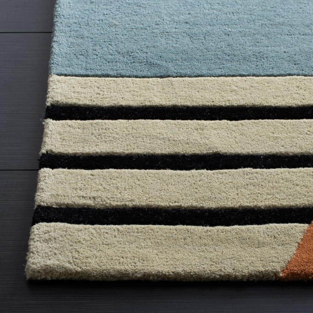 Handmade Multicolor Wool 5' x 8' Geometric Area Rug