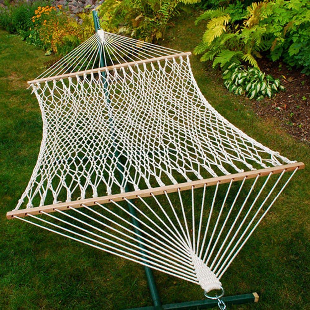 White Cotton Rope Two-Person Patio Hammock