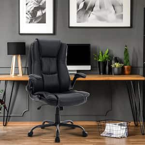 Ergonomic Chair 29.9 in. Width Black Luxury Faux Leather Big and Tall Chair Backrest with Adjustable Arms Chairs