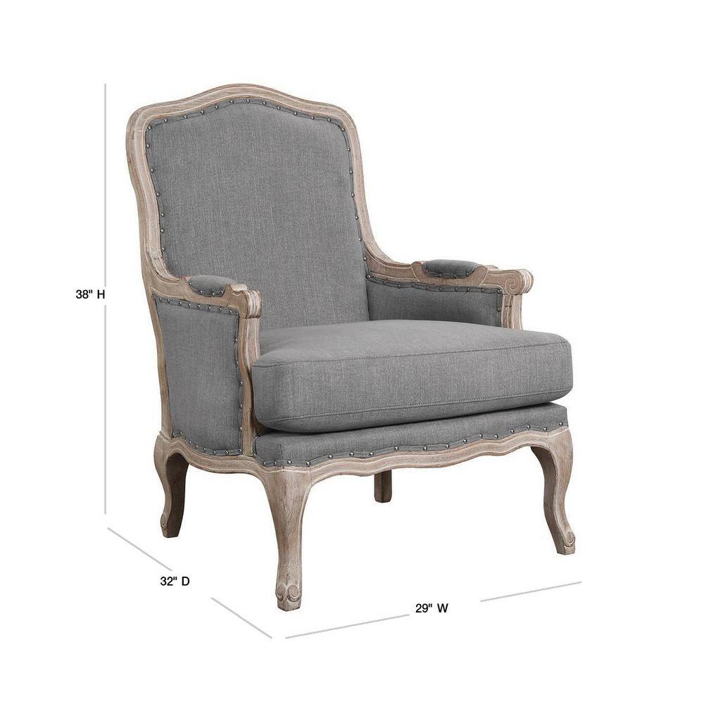 Classic French Slate Gray Distressed Wood Accent Chair