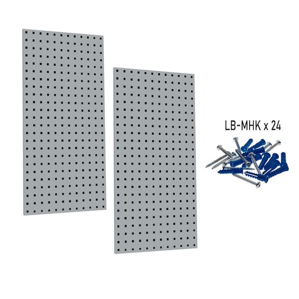 Triton Products (2) 18 in. W x 36 in. H x 9/16 in. D Gray Epoxy, 18-Gauge  Steel Square Hole Pegboards LB18-G - The Home Depot