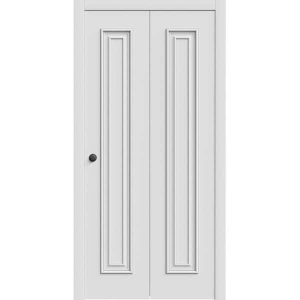 7811 56 in. x 96 in. Sold Core White Enamel Color Wood Bi-fold Door with Hardware