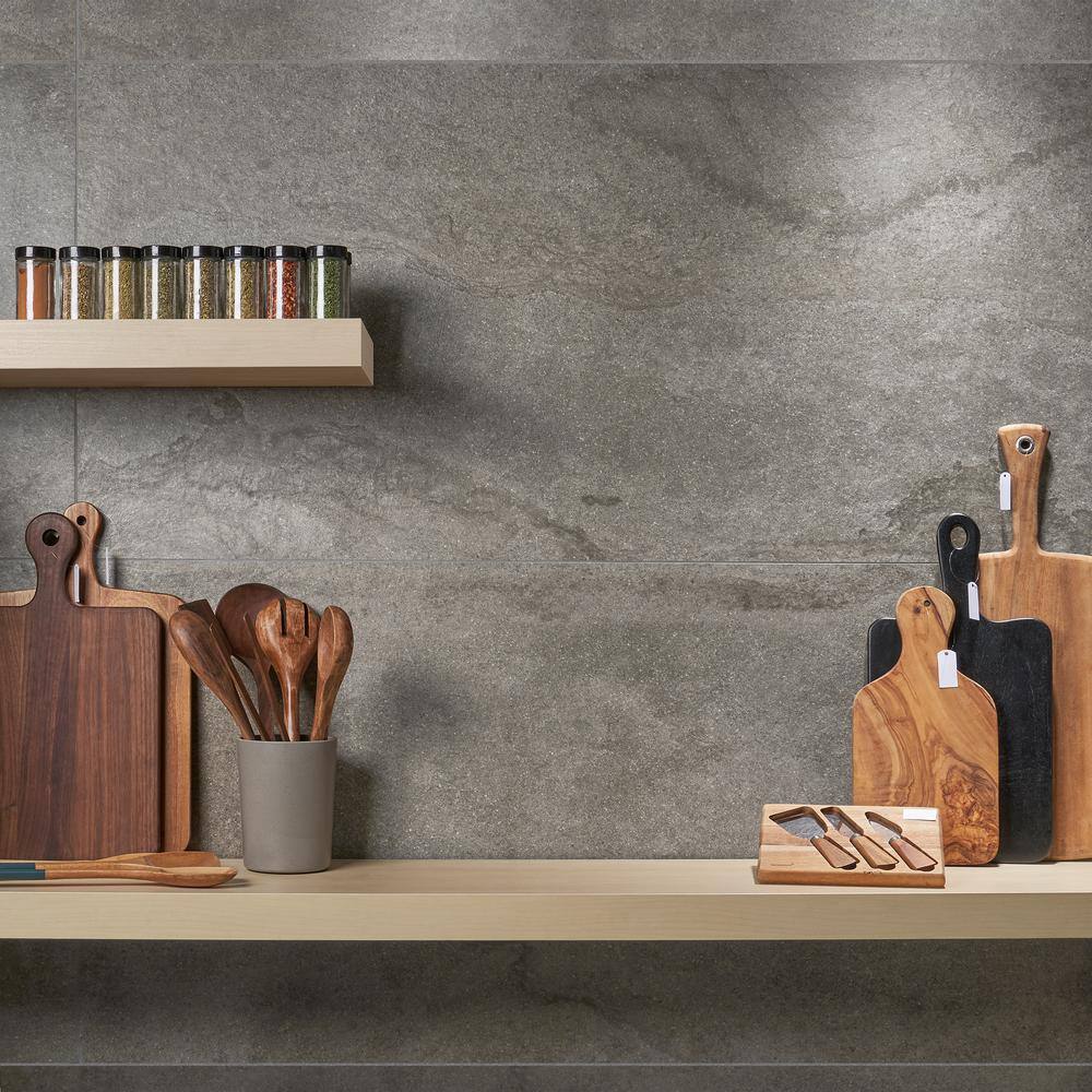 Dominion Large Format Gray Matte Porcelain Floor and Wall Tile