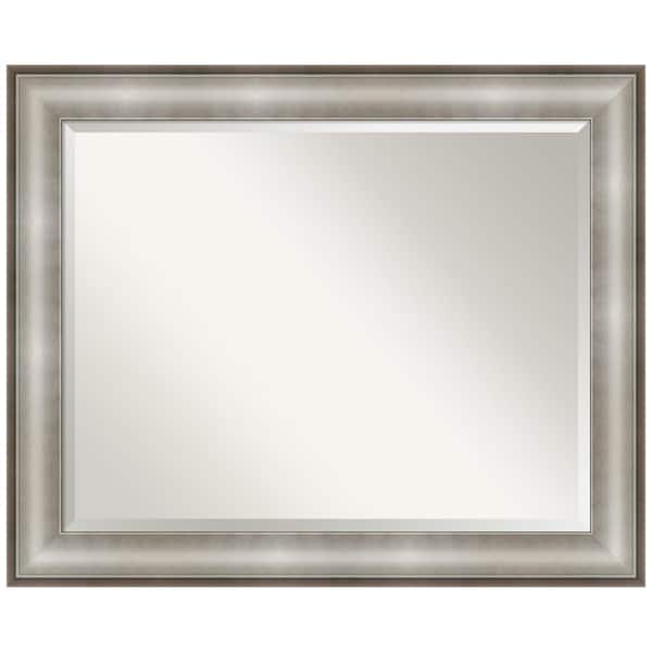 Amanti Art Imperial 33 in. x 27 in. Modern Rectangle Framed Silver Bathroom Vanity Mirror