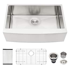 30 in. Single Bowl 16-Gauge T304 Stainless Steel Farmhouse Kitchen Sink with Bottom Grid and Strainer