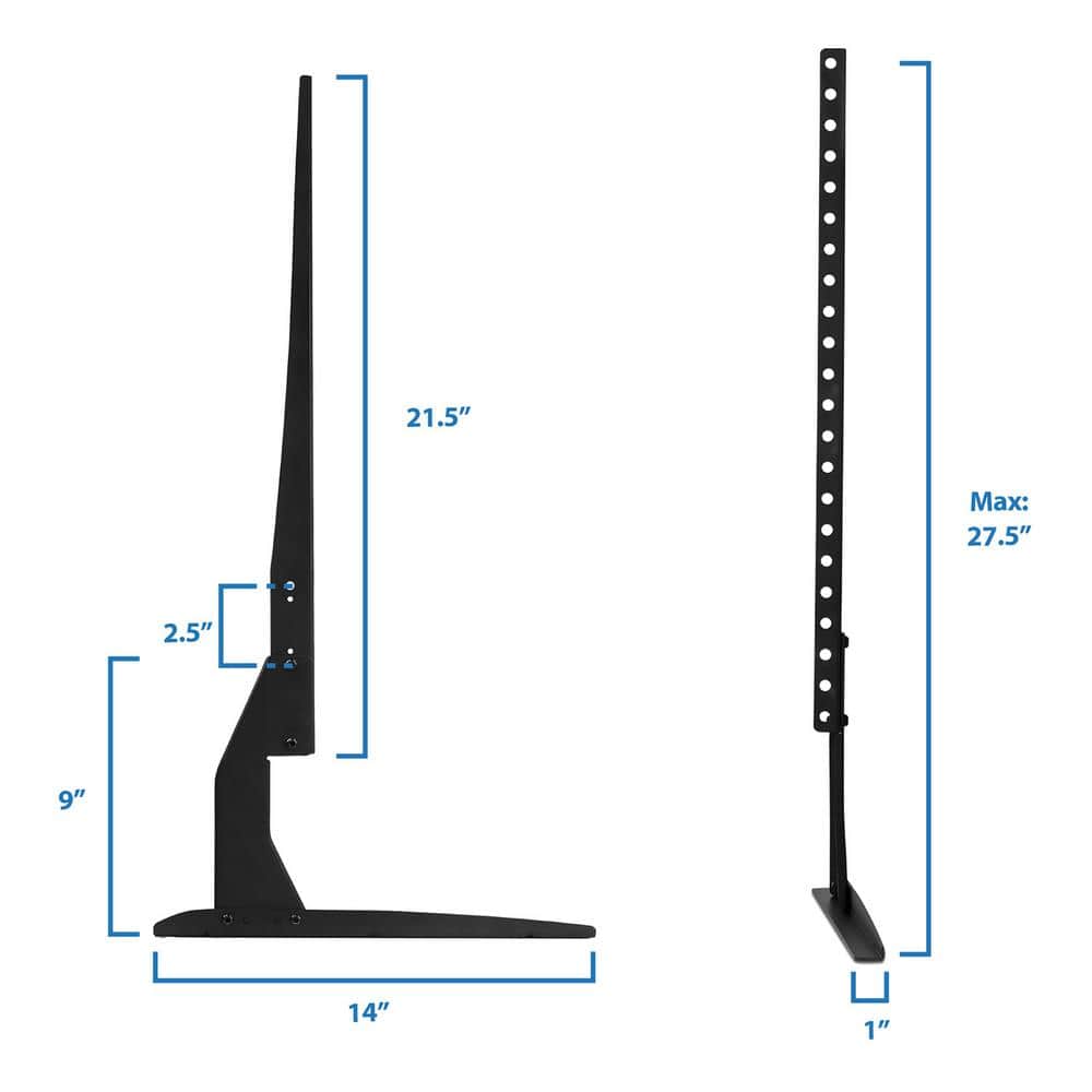 Adjustable Black Steel Universal Tabletop TV Stand for 32"-60" TVs