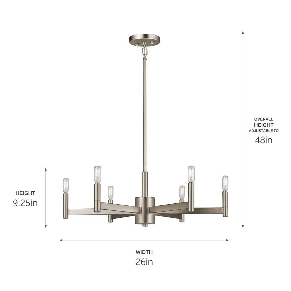 Sleek Modern 26" Black Nickel 6-Light Ambient Chandelier