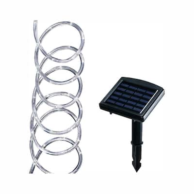 Solar No Voltage 30 Lumens 16 ft. Clear Outdoor Integrated LED 5000K Daylight Landscape Rope Light with Remote Panel