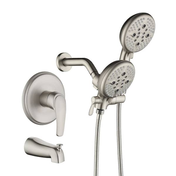 Rain Single Handle 5-Spray Tub Shower Faucet Handheld Combo with Valve 1.8 GPM Adjustable shower Head in Nickel