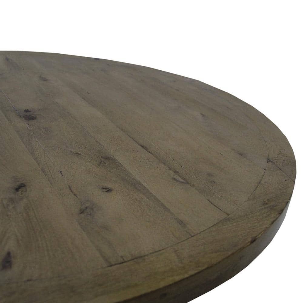 54 in. Round Natural Mango Wood Farmhouse Dining Table