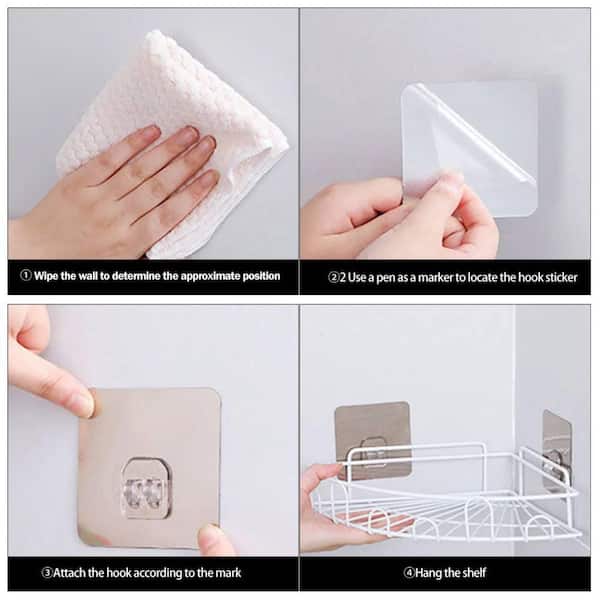 2 PCS Corner Shower Caddy Adhesive Sticker Replacement Hook