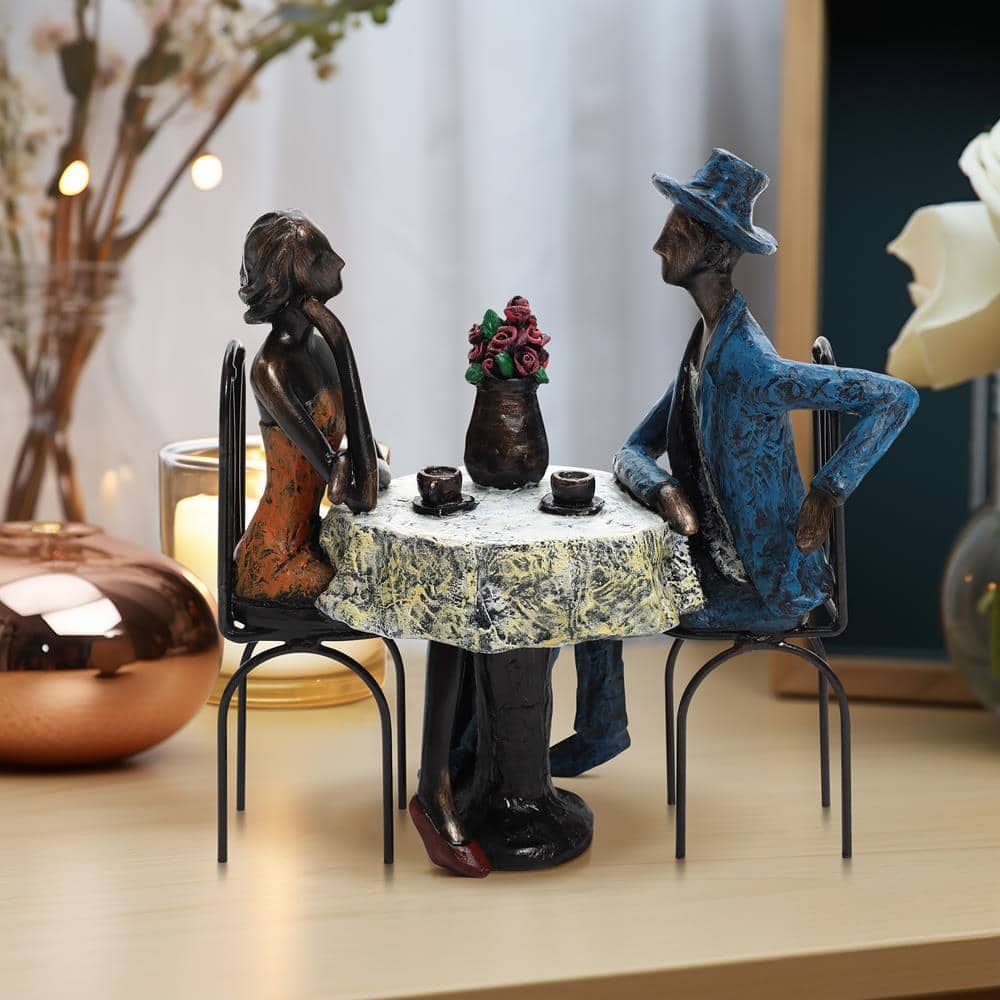 Romantic Couple Date Night Resin Figurine with Table