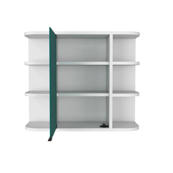 FUNKOL 23.62 in. W x 7.48 in. D x 19.68 in. H rectangular Medicine Cabinet with Mirror, Six External Shelves, in White