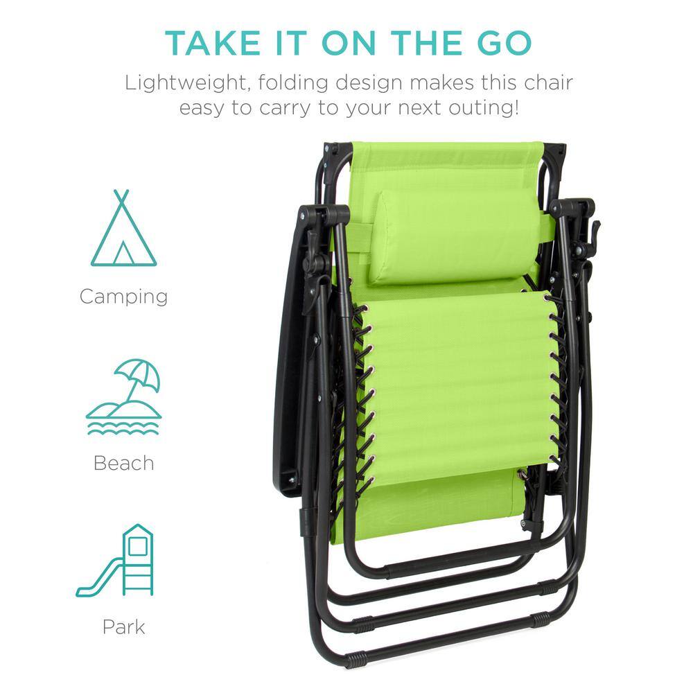 Lime Green Steel Zero Gravity Recliner with Canopy and Tray
