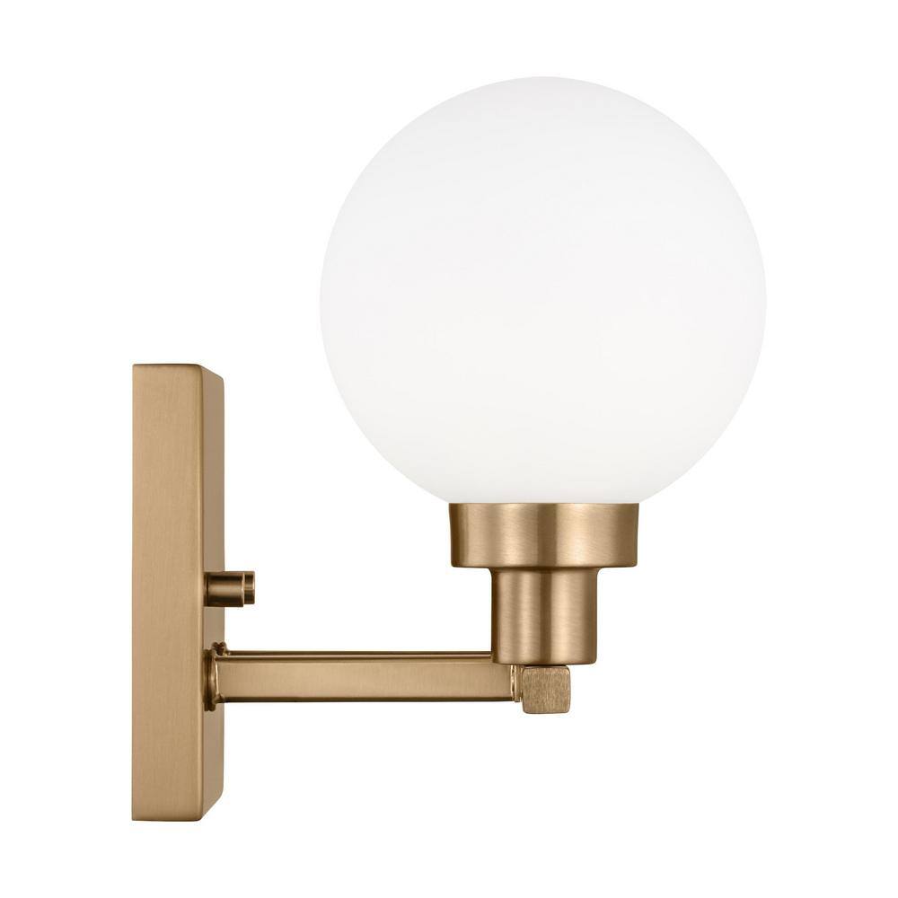 Clybourn Satin Brass 2-Light Vanity with Milk Glass Shades