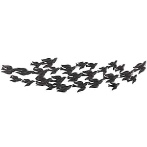 Metal Black Flying Flock Of Bird Wall Decor