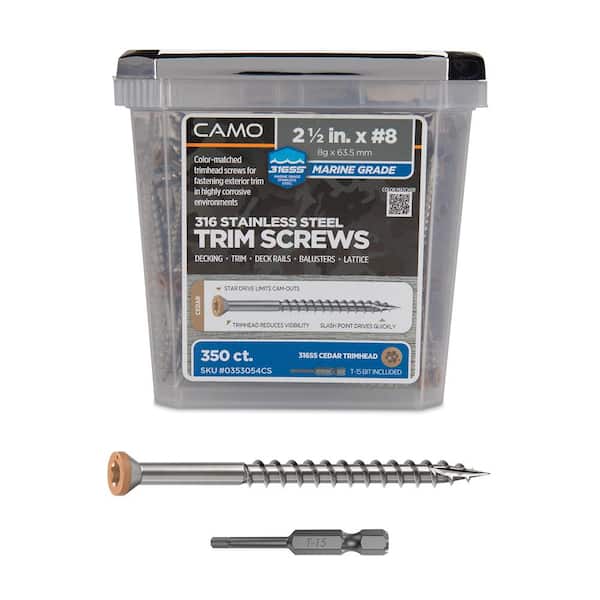 2-1/2 in. #8 316 Stainless Steel Cedar Premium Star Drive Trim Screws (350-Count)