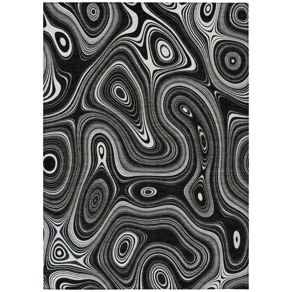 Addison Rugs Chantille Machine Washable Indoor/Outdoor Abstract ACN2097 Black 5 ft. x 7 ft. 6 in. Area Rug