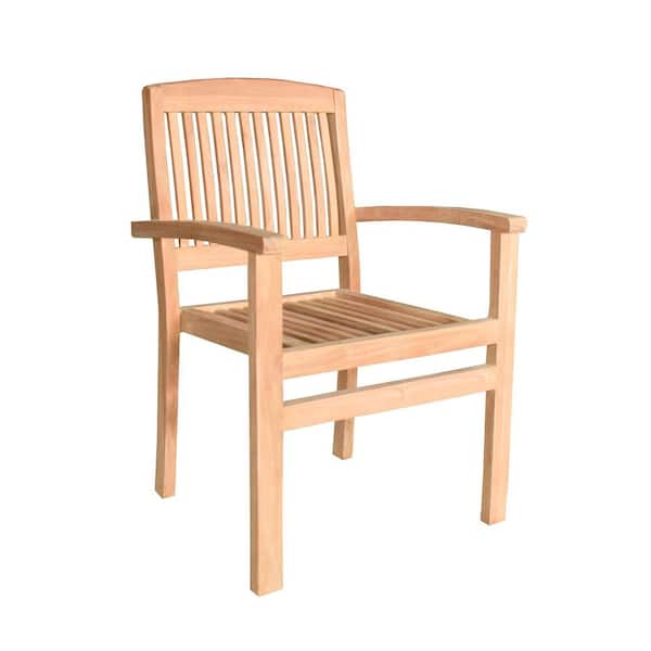 Natural Teak Wood Dining Chair with Arms