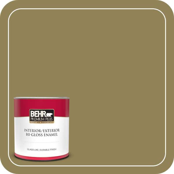 BEHR PREMIUM PLUS 1 qt. #S330-6 Dash of Oregano Hi-Gloss Enamel Interior/Exterior Paint & Primer