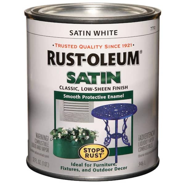Stops Rust Protective Enamel Oil-Based Paint, 1 Quart, Semi-Gloss White