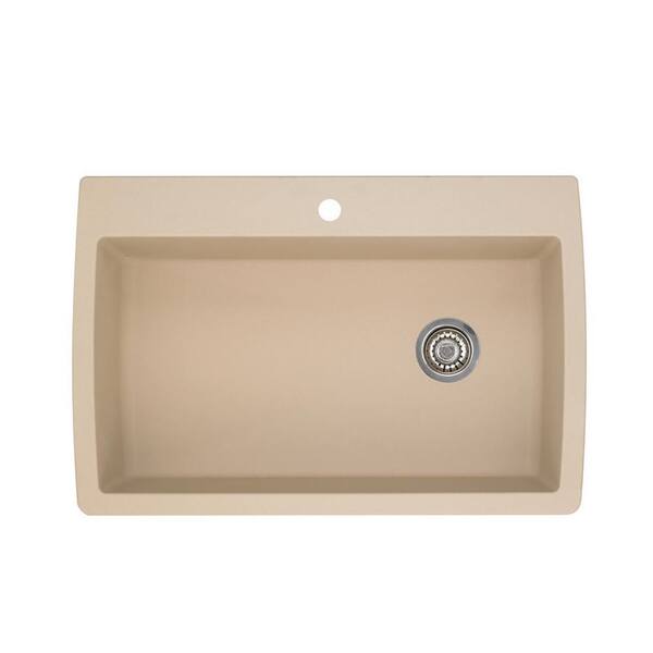 Blanco DIAMOND Silgranit Dual Mount Granite Composite 33.5 in. 1-Hole Single Bowl Kitchen Sink in Biscotti