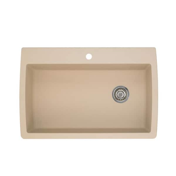 Blanco DIAMOND Silgranit Dual Mount Granite Composite 33.5 in. 1-Hole Single Bowl Kitchen Sink in Biscotti