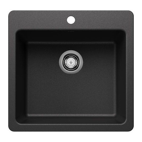 Blanco Liven SILGRANIT 21.25 in. Drop-In/Undermount Single Bowl Granite Composite Kitchen Sink in Anthracite