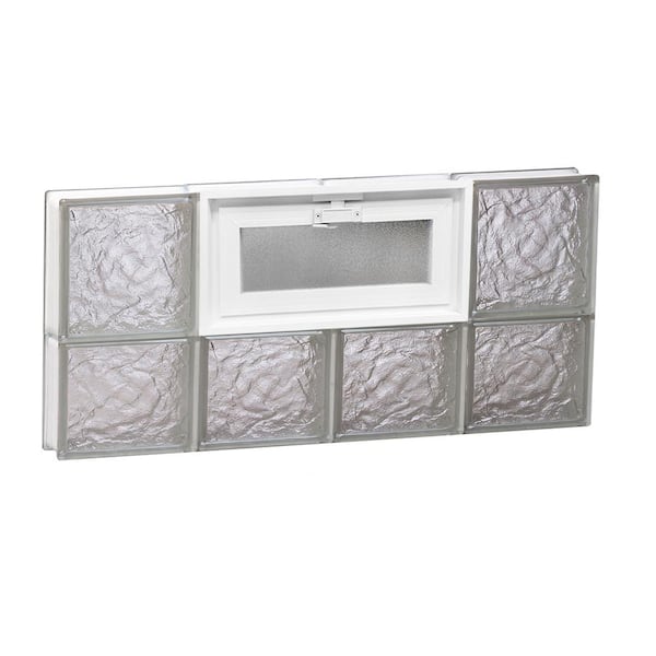 Clearly Secure 31 in. x 13.5 in. x 3.125 in. Frameless Vented Ice Pattern Glass Block Window