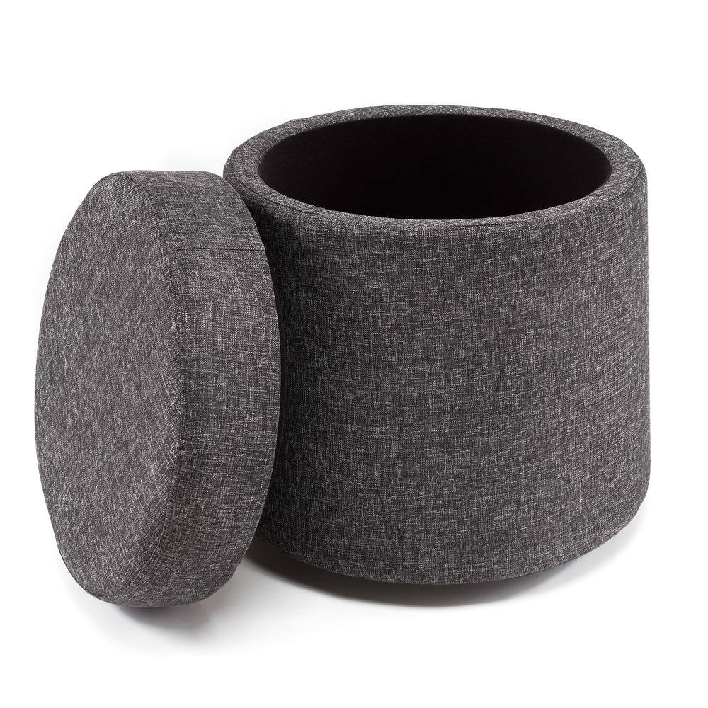 Modern Gray 18'' Wobble Storage Ottoman with Midnight Blue Cushion