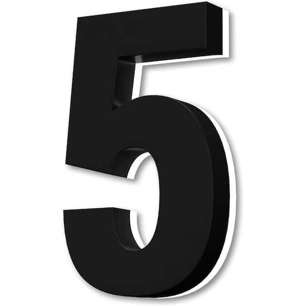Movisa 5 in. Black Stainless Steel Hand-Polished LED Backlit House Number 5