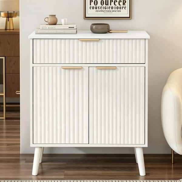 White 33.07 in. Kitchen Storage Cabinet with 1 Drawers,2 Doors,Adjustable Shelves for Living Room, Kitchen, Entryway