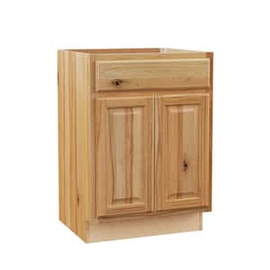 Hampton 24 in. W x 21 in. D x 34.5 in. H Assembled Bath Base Cabinet in Natural Hickory without Shelf