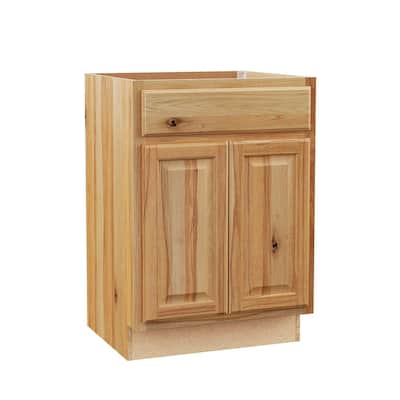 Hampton 24 in. W x 21 in. D x 34.5 in. H Assembled Bath Sink Base Cabinet in Natural Hickory