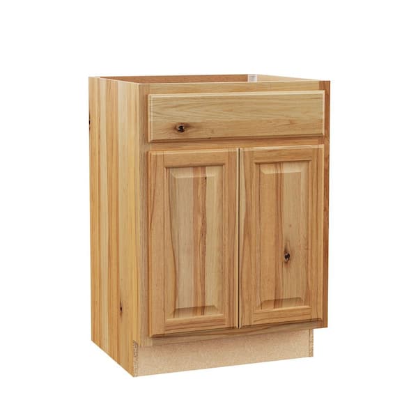 Hampton Bay Hampton 24 in. W x 21 in. D x 34.5 in. H Assembled Bath Base Cabinet in Natural Hickory without Shelf