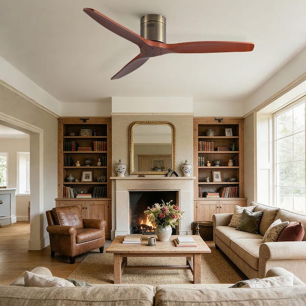 ◆ニチベイ◆ウッドブラインド◆W1220×H920◆O-2506BL7◆ LINJO 52 in. Black 3 Wood Blades Flush Mount Standard Ceiling Fan