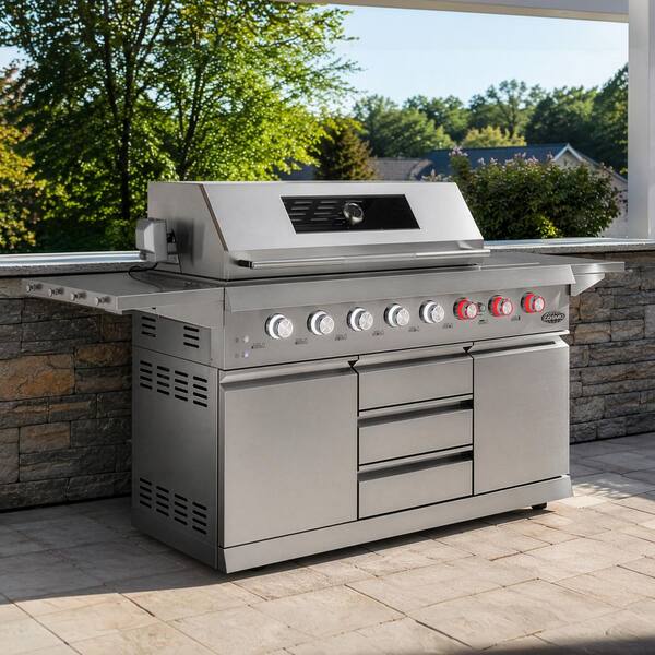 Cosmo 58 in. Newport Collection 8 Burner Propane Gas Grill, Side