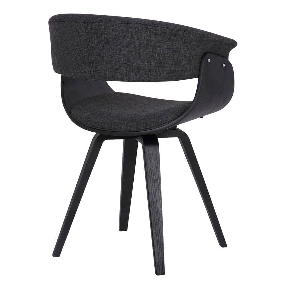 Modern Charcoal Upholstered Dining Chair with Black Wood Finish